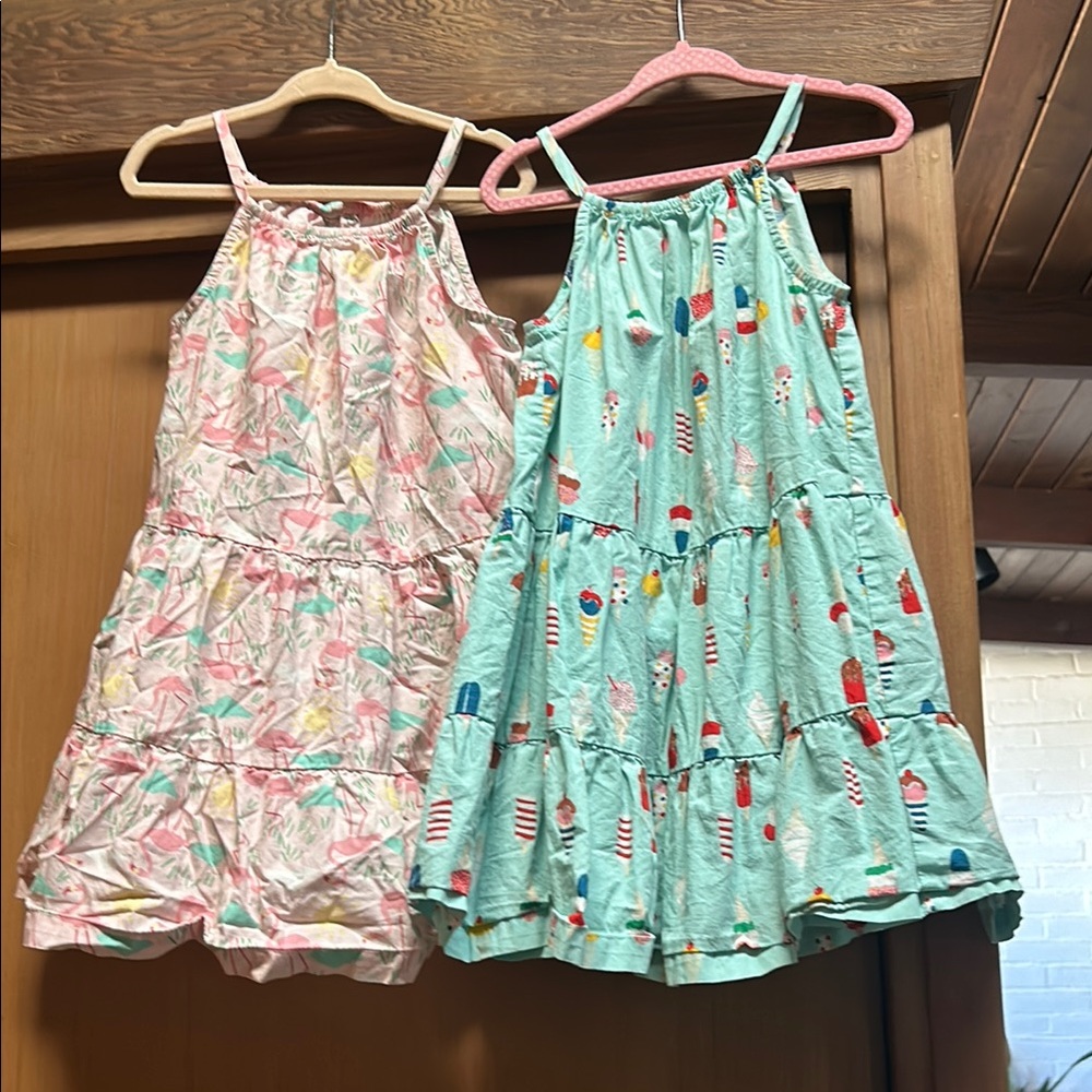 Set of Two Girls' Summer Dresses - Pink and Green